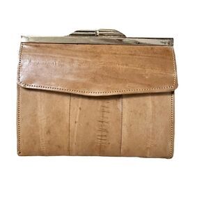 Unbranded ~ Genuine Eel Skin Trifold wallet~kiss lock coin holder~Made in Korea